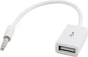 AUX to USB 3.5mm Male Aux Audio Jack Plug to USB 2.0 Female Converter Cable Cord Converter Cable for Car-White