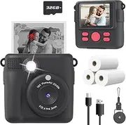 ESOXOFFORE Kids Camera Instant Print, Christmas Birthday Gifts for Kids Age 3-12, Selfie Digital Camera with 1080P Videos,Toddler Portable Travel Camera Toy for 4 5 6 7 8 9 Year Old Boys Black