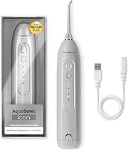 AquaSonic Icon Water Flosser for Teeth – Cordless Rechargeable Oral Irrigator – Waterproof, Portable Dental Cleaning with Jet Tip – Braces Home Travel - Stone