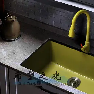 水槽趨勢潮流！泡菜辣椒綠石英石大單槽廚房洗菜盆洗碗池水槽手工定制
