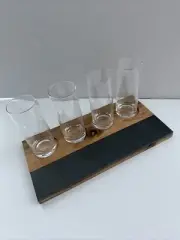 Beer Tasting Flight Set Of 4 Beer Glasses On Wood Board By Crofton New Aldi