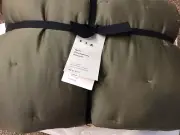 West Elm Tencel Crescent Stitch F/Q Quilt Olive Green Soft Cool NWT! Queen