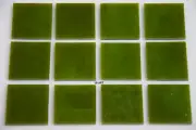 0222.30- 12 PIECES 1" x 1" AVOCADO GREEN OPAL BULLSEYE GLASS 90 COE