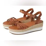 Lucky Brand Sandals Women’s 8 Juniffer Brown Leather Platform Wedge New