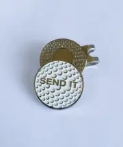 Glow-In-The-Dark Hat Clip Ball Marker Magnetic Hat Clip Ball Marker Says SEND IT