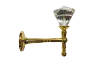 Pair 2 pieces Holdbacks for Curtain Tiebacks - Gold T-bar stem with glass faceted diamond knob 11cm
