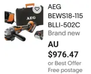 BATTERY&CHARGER!AEG 18V 125mm Slide Angle Grinder 4.0Ah SOFT-CASE 15x DISKS $976