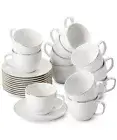 BTaT- White Tea Cups and Saucers, 8oz, Tea Cups Set of 12, Porcelain Tea Cups...