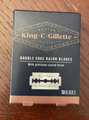 King C. Gillette Double Edge Safety Razor Blades, Steel Platinum Coated 10 Pack