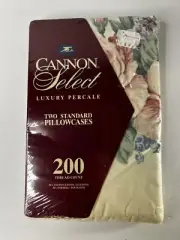 2 Vintage Cannon Select Standard Pillow Case Floral Cottage Core Deco Percale