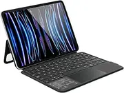 Rapoo XK330S Bluetooth Keyboard Case, Magnetic Keyboard Case for iPad Pro 11 iPad Air 5/4, Adjustable Stand, Precision Multi-Touch Trackpad, 7 Color Backlit Keys, Black