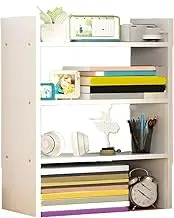 Creative Bookshelf Multifunction Desk Bookshelf 3 Layers Storage Shelf Office Small Bookcase Decorative Shelf Display Shelf, White, 60CM