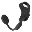 Silicone Double Cock Ring for Penis and Testicles with Vibrating Anal Plug