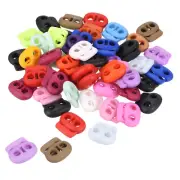 0.9x0.8" Cord Locks, 50 Pack Double Hole Spring End Toggle Stopper, Multicolor