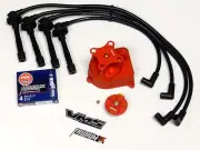 DISTRIBUTOR CAP ROTOR SPARK PLUG WIRE KIT 92-95 HONDA CIVIC D15 D16 EG BLACK (for: Honda)