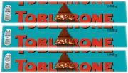 3 TOBLERONE CRUNCHY ALMONDS Swiss Chocolate Bars European Sweets 100g 3.5oz