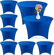 8 Pack Spandex Round Tablecloth Fitted Stretch Tablecloth Elastic Table Cover for Wedding Party Restaurant Banquet Cocktail and Halloween (Royal Blue,72 Inch/ 6 ft)