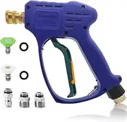 [YeewayVeh] Swivel Pressure Washer Gun, Power Washer Gun with 3/8" Quick Connect and M22 14mm/15mm Fitting, Short Pressure Washer Foam Gun with 2 Nozzles (5000 PSI, 8 GPM)
