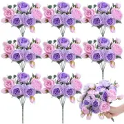 8 Pack Artificial Peony Flowers Faux Flowers Silk Hydrangea Pink Purple