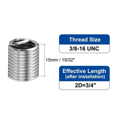 40pcs Wire Thread Inserts 3/8-16 UNC 2D Helical Threaded Sleeve Thread Repair `