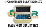 Counterbore (3-12mm) & Countersink Set (10-30mm) - 14pcs Metric HSS