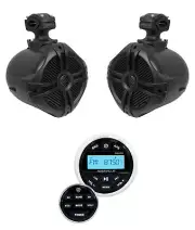Rockville RGHR2 Marine Bluetooth Receiver, USB+Remote+2) 6.5" Wakeboard Speakers