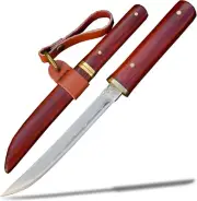 Long Blade Folding Knife- Large Knife with wood