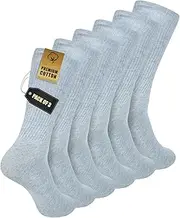 [Zaccai] Men's Crew Socks Casual Lightweight Cotton Socks (3 Pairs), 3 Grey, One Size