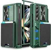 [ELEPIK] for Samsung Galaxy Z Fold 6 Case [Camera Lens Cover][S Pen Holder & Hinge Protection][Screen Protector][Card Holder][Heavy Duty Protective] 5G 2024 (Green)