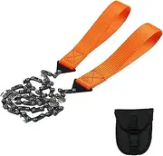 [MultiValue] Pocket Chainsaw, 24 Inch Durable Foldable Hand Chainsaw, 11 Bi-Directional Saw Teeth Wire Saw Rope with Bag Belt Bag for Camping Outdoor Accessories (A, Orange)