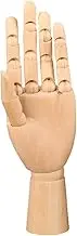 NUZAMAS Wooden Hand Model Statue for Home Office Desk Decoration 7 inches Left Hand Art Mannequin Figure for Hand Jewelry Display Decoration Sketching Painting