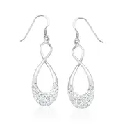 Eclipse Sterling Silver InfinityMade with Austrian Crystals Drop Earrings