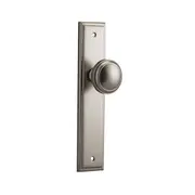 Iver Paddington Door Knob Stepped on Backplate Satin Nickel