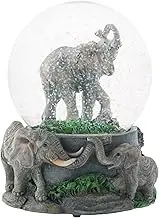 Elanze Designs Elephant Pride Family 100MM Sturdy Wind Up Musical Glitter Water Snow Globe Magical Tabletop Dresser Nightstand Figurine Decoration Plays Tune Born Free