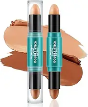 Apooliy 2-in-1 Cream Contour & Highlighter Sticks,2pcs Non-Greasy Bronzing and Illuminating Makeup,Sculpt 3D Effects,Easy-Blend Contour Pen,High Pigment