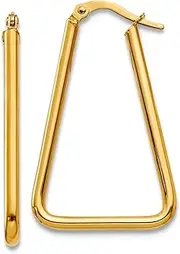 [JewelryWeb] 14k Solid Yellow Gold Polished Geometric Shape Hoop Earrings 32.5x26mm Wide 2mm Thick-Hoop Earring for Women