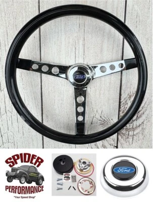 1970-1977 Bronco Econoline Ford pickup steering wheel BLUE OVAL 15" HIGH GLOSS