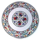 Round Marble Entryway Table Top Pietra Dura Art Dinette Table with Royal Look