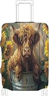 [Joisal] Highland Cow Sunflowers Suitcase Covers for Luggage Tsa Approved Fit 18-32 Inch Luggage, Highland Cow Sunflowers, S 18-20 in