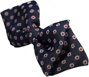 [Zasel] Boys Diamond Navy With White & Red Flowers Patterned Cotton Bow Tie Red, White, Navy
