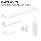 Matte White Bathroom Towel Rack Rail Robe Hook Toilet Paper Roll Holder Bracket