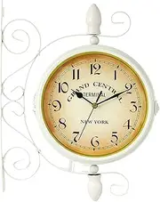 Outdoor Garden Wall Clock, 14 Inch 360 ° Rotation Double Sided Weather Resistant Station Wall Clock Clock