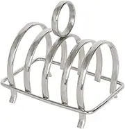 Argon Tableware Stainless Steel Toast Rack - 4 Slices - 1x Metal Kitchen Accessories Bread Slice Holder Stand Organiser Dish Tray with Handle