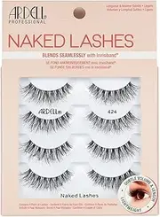 Ardell False Eyelashes Naked Lash 424 4 Pairs Multipack Black Fluffy Barely-There Natural Enhances Eyes Super Soft Lashes Comfortable Invisiband Vegan-Friendly Cruelty-Free False Lashes