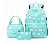 School Backpack Set For Teenagers-green 3