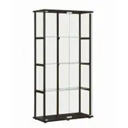 Dejaro Modern 4-Tier Display Shelf Storage Cabinet W/ 2-Doors - Glass/Black