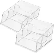 Angoily 2pcs Acrylic Business Card Holder Stand Table Card Display with Slots Sturdy Organizer for Office and Desk Use Stylish and Design