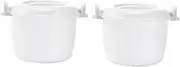BIUDECO 2pcs Rice Cooker Steamer Microwave Rice Pots Microwave Rice Steamer Portable Rice Cooker Small Rice Maker Microwave Cookware Mini Pp Pasta Cooking Machine White