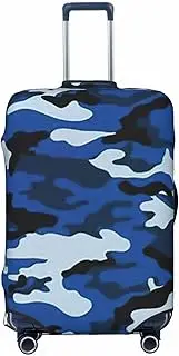 [CADREWY] Blue Camo Print Travel Suitcase Cover Luggage Protector with Elastic Anti Scratch for Carry On, Black, X-Large