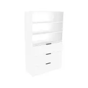Lugna 1536 x 900 x 380mm White 2 Adjustable Shelf 3 Drawer Storage Cabinet